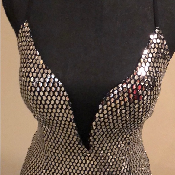 Silver and Black Liquid Sequin Dress - Picture 4 of 6